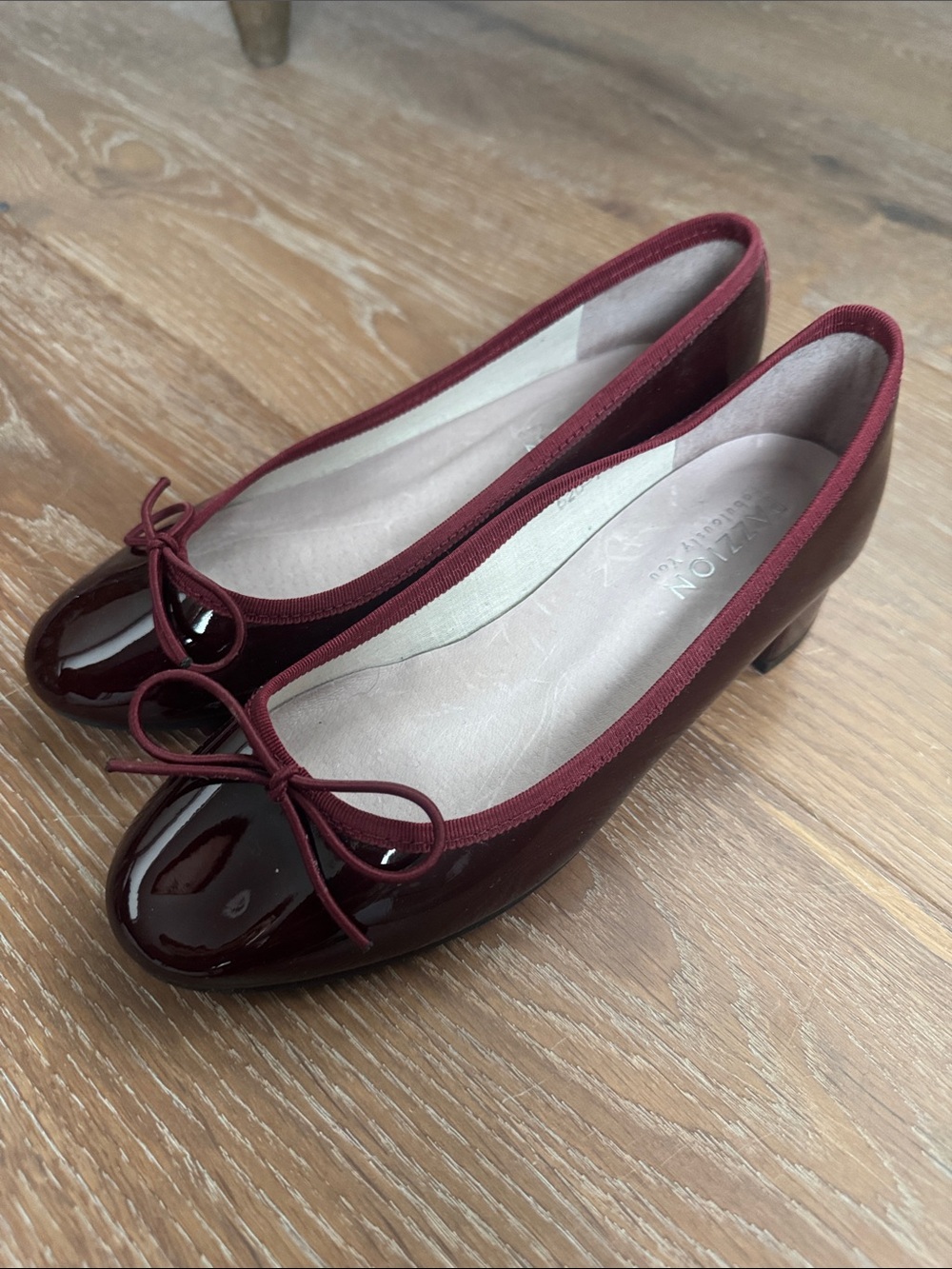 Patent Burgundy Ballet Flats with Bow Trim by Unknown Brand
